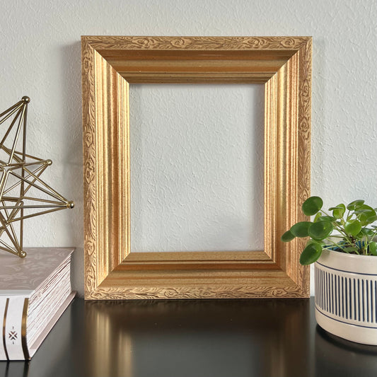 8x10" Vintage Light Gold Peacock Feather Frame