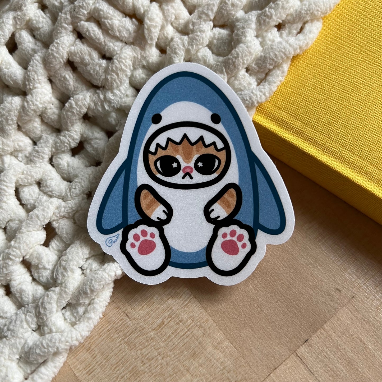Cat as Shark Vinyl Sticker