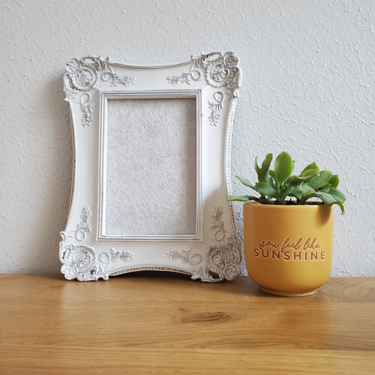 4x6" White and Silver Antique Frame